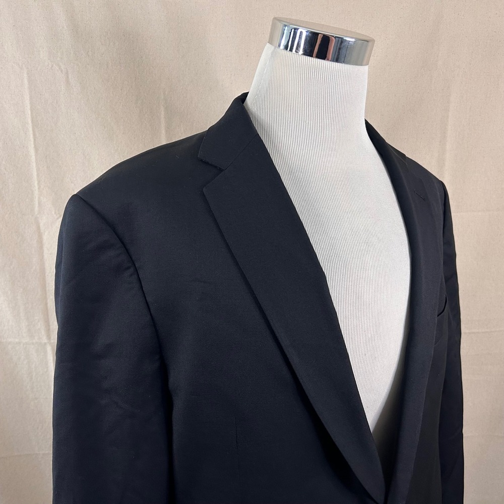 Hart Schaffner Marx 46R Sport Coat Wool Black Two Button Lined Vented Formal